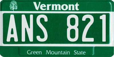 VT license plate ANS821