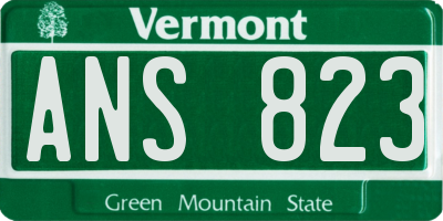 VT license plate ANS823