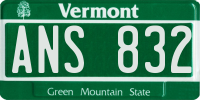VT license plate ANS832