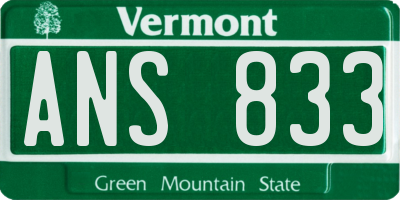 VT license plate ANS833