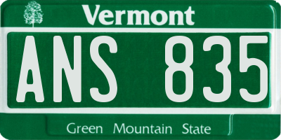 VT license plate ANS835