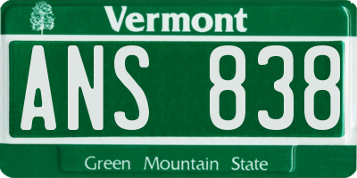 VT license plate ANS838