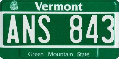 VT license plate ANS843
