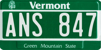 VT license plate ANS847