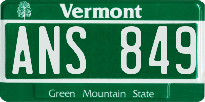 VT license plate ANS849