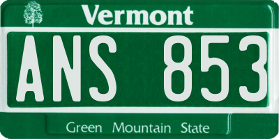 VT license plate ANS853