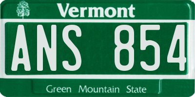 VT license plate ANS854