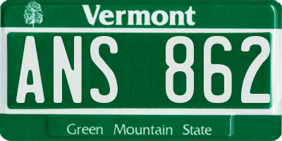 VT license plate ANS862