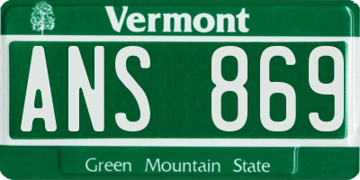 VT license plate ANS869