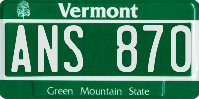VT license plate ANS870