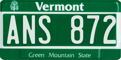 VT license plate ANS872