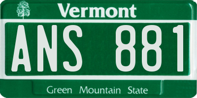 VT license plate ANS881