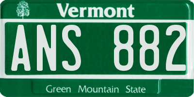 VT license plate ANS882