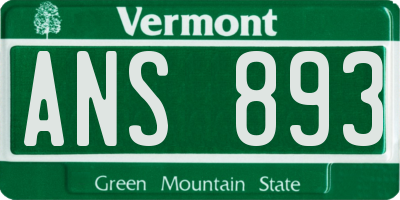 VT license plate ANS893