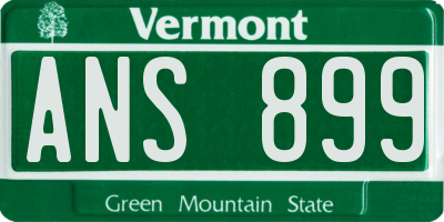 VT license plate ANS899