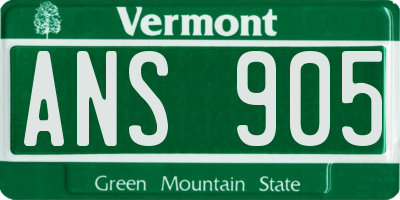 VT license plate ANS905