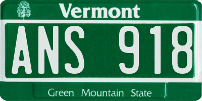 VT license plate ANS918