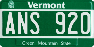 VT license plate ANS920