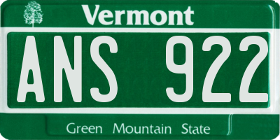 VT license plate ANS922