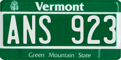 VT license plate ANS923
