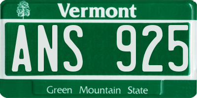 VT license plate ANS925