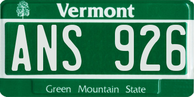 VT license plate ANS926