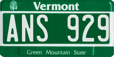 VT license plate ANS929