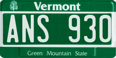VT license plate ANS930
