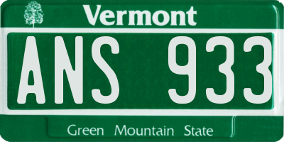 VT license plate ANS933