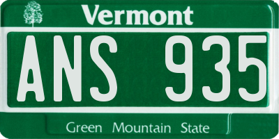 VT license plate ANS935