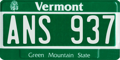 VT license plate ANS937