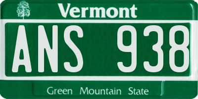 VT license plate ANS938