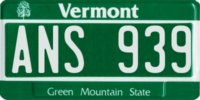 VT license plate ANS939