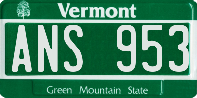 VT license plate ANS953