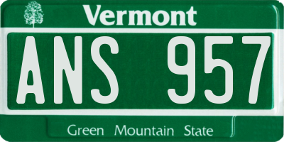 VT license plate ANS957