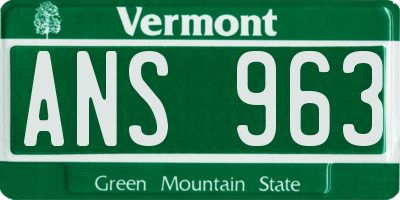 VT license plate ANS963