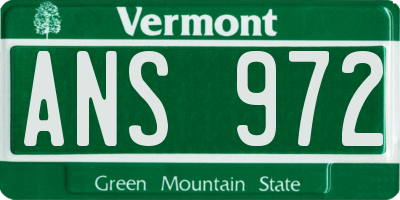 VT license plate ANS972