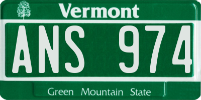 VT license plate ANS974