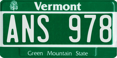 VT license plate ANS978