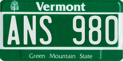 VT license plate ANS980