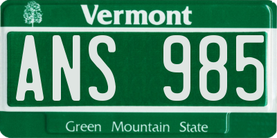 VT license plate ANS985