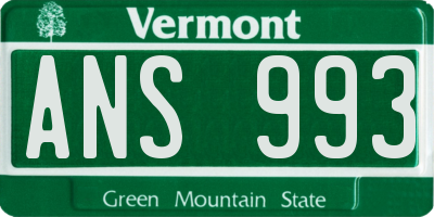 VT license plate ANS993