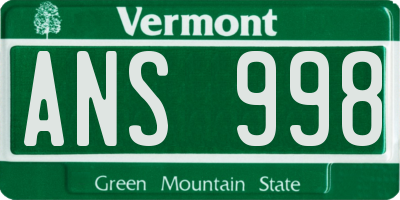 VT license plate ANS998
