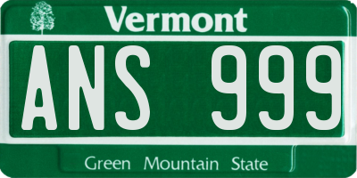 VT license plate ANS999