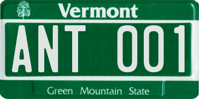 VT license plate ANT001