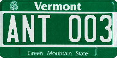 VT license plate ANT003