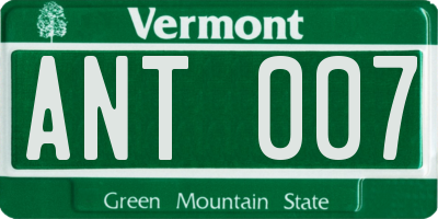 VT license plate ANT007