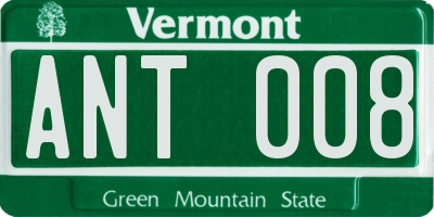 VT license plate ANT008