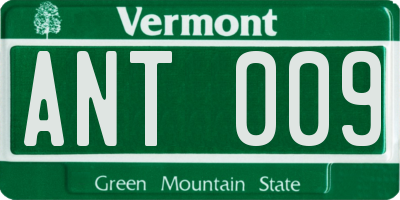 VT license plate ANT009