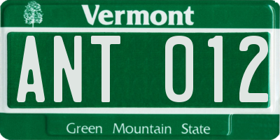 VT license plate ANT012